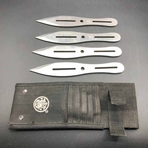 S&W Bullseye 8" Throwing Knives 4-Pack SWTK8 with Belt Sheath - Picture 2 of 10